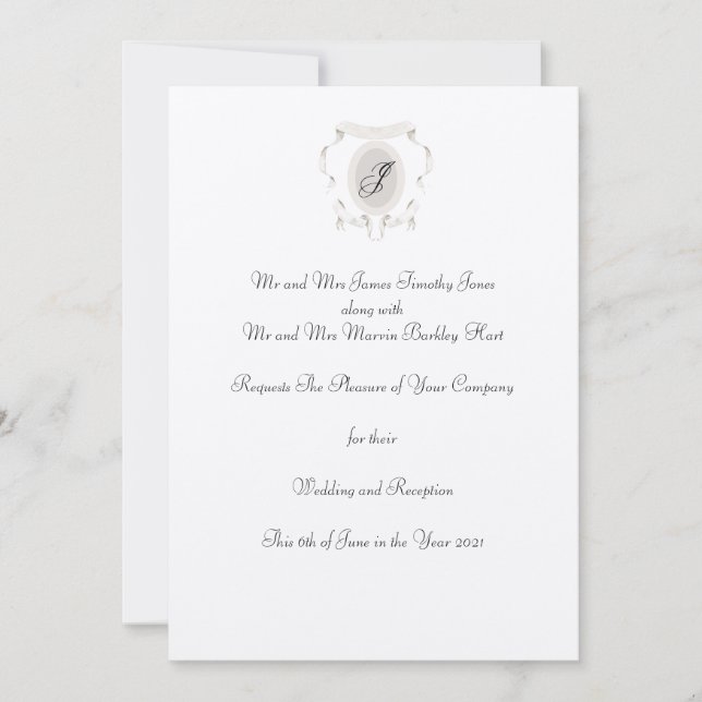 Logo Crest Monogramme Faire-part de mariage Décont (Devant)