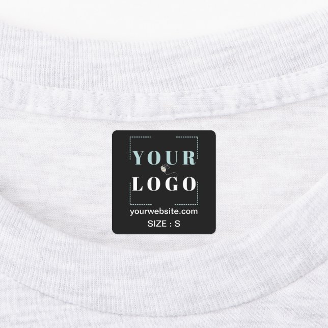 Logo Custom Text Website Garment Size Square Black (Affixed)