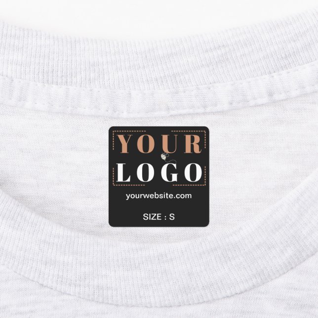 Logo Custom Text Website Garment Size Square Black (Affixed)