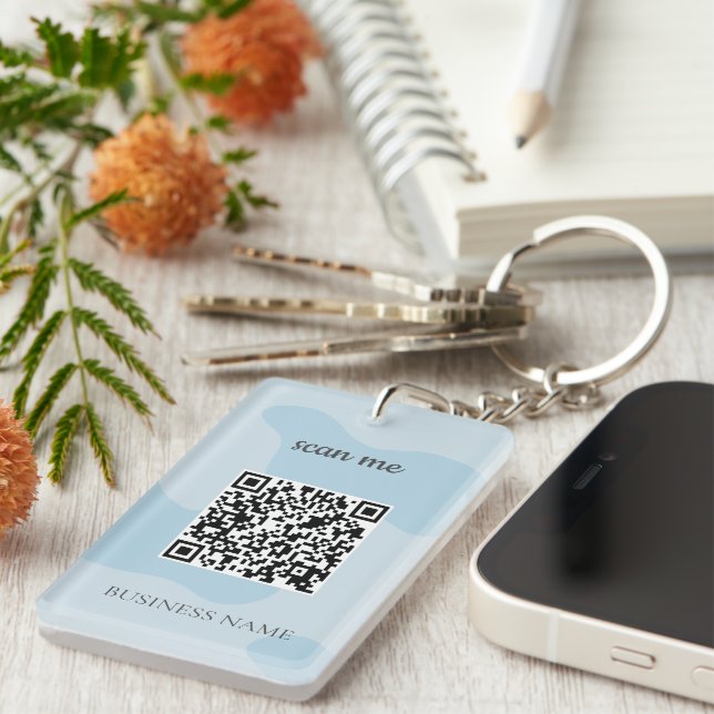 Logo d'affaires moderne bleu QR Code personnalisé (Devant droit)