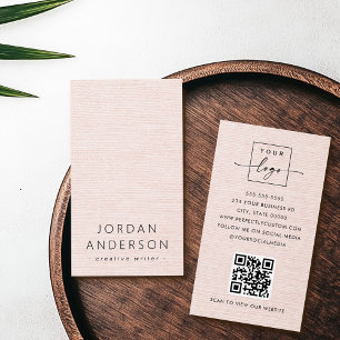Logo d'apparence de lin rose pâle QR code cartes d