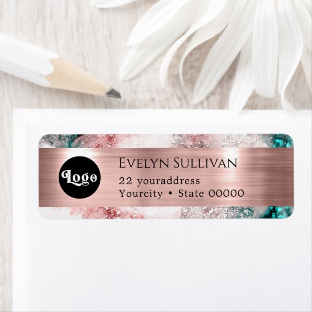 Logo d'aquarelle rose turquoise (En situation)