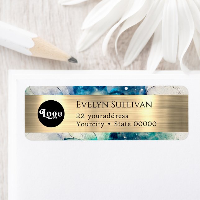 Logo d'aquarelle turquoise bleu (En situation)