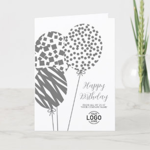Logo Dark Grey Balloons Corporate Birthday Card