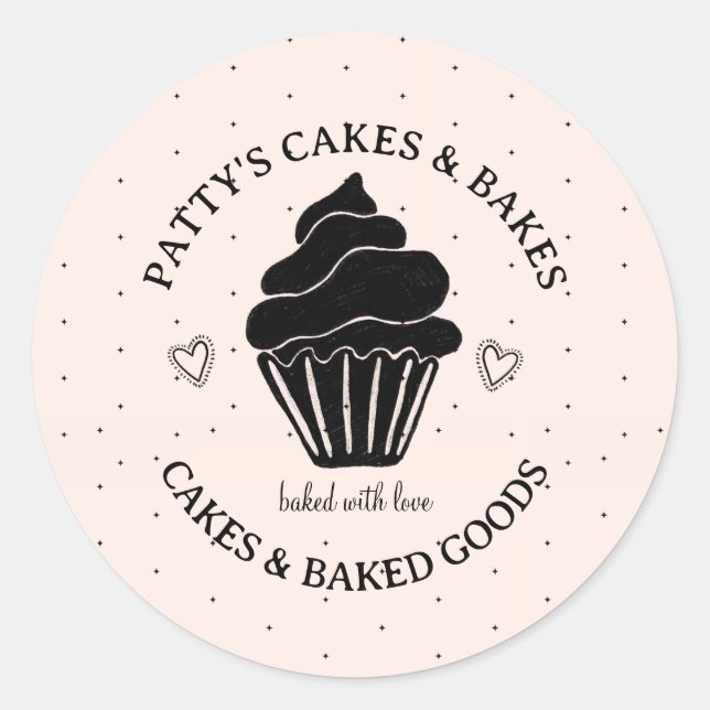 Logo de Baker's Cupcake Étiquette de produit noir  (Devant)