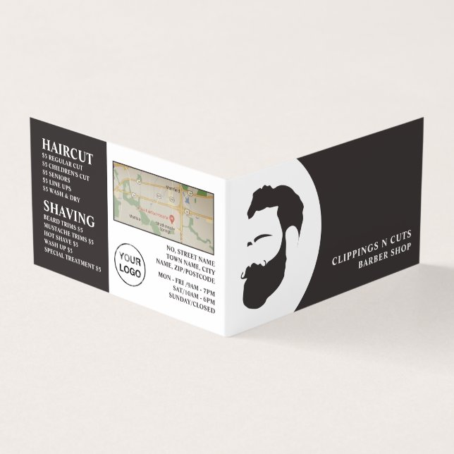 Logo de barbe, Barbiers pour hommes, carte de fidé (Extérieur)