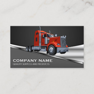Logo de camion semi-rouge   Carte de visite métall