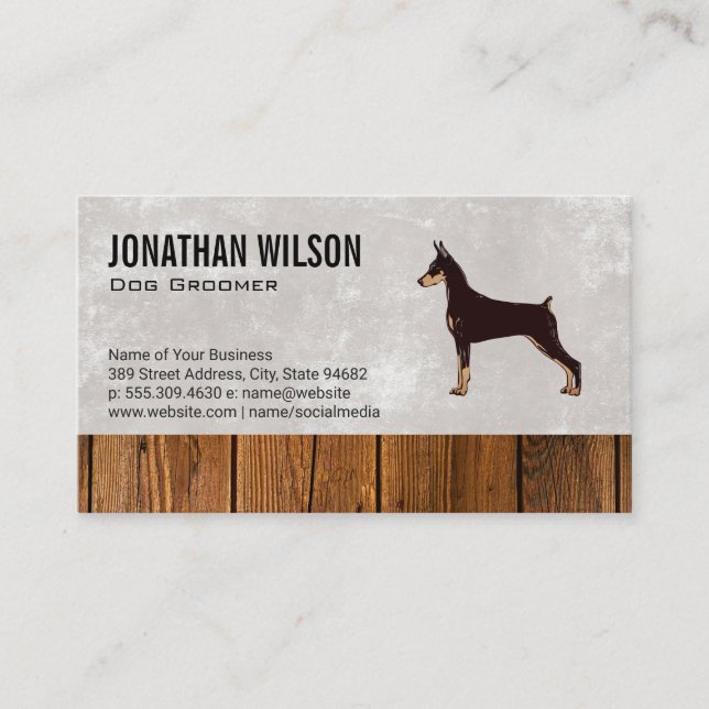 Logo de chien et Carte de visite de coupe en bois (Devant)
