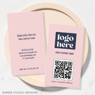 Logo de code QR moderne Carte de visite rose