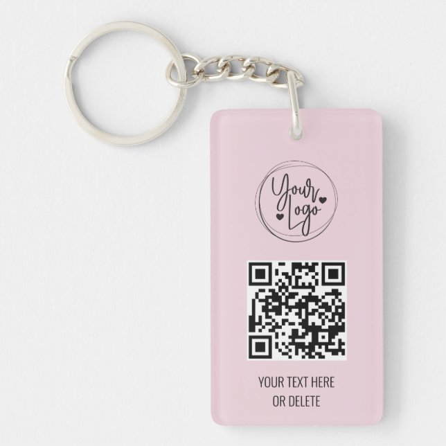 Logo de code QR rose pâle Porte - clé d'entreprise (Devant)