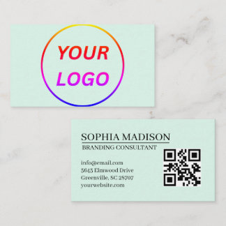 Logo de code QR scannable Carte de visite blanche