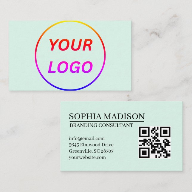 Logo de code QR scannable Carte de visite blanche  (Devant / Derrière)
