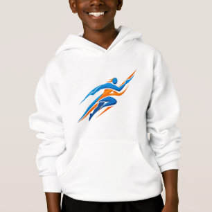Logo de coureur dynamique bleu orange Vitesse Cade