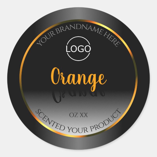 Logo de Étiquette Orange Cadre noir moderne (Devant)