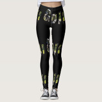 Logo De Golf Dimensional, Dames Leggings Noirs.