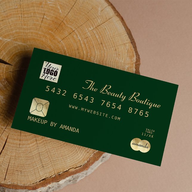 Logo de la carte de crédit de luxe Forest Green Go (Elegant Forest Green Gold Luxury Credit Card Logo)