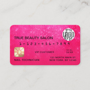 Logo de la carte de crédit Girly Neon Pink Sequin