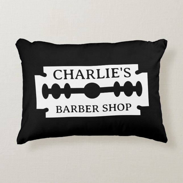 Logo de lame Razor barber shop déco accent coussin (Devant)