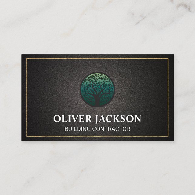 Logo de l'arbre | Carte de visite immobilier de co (Devant)