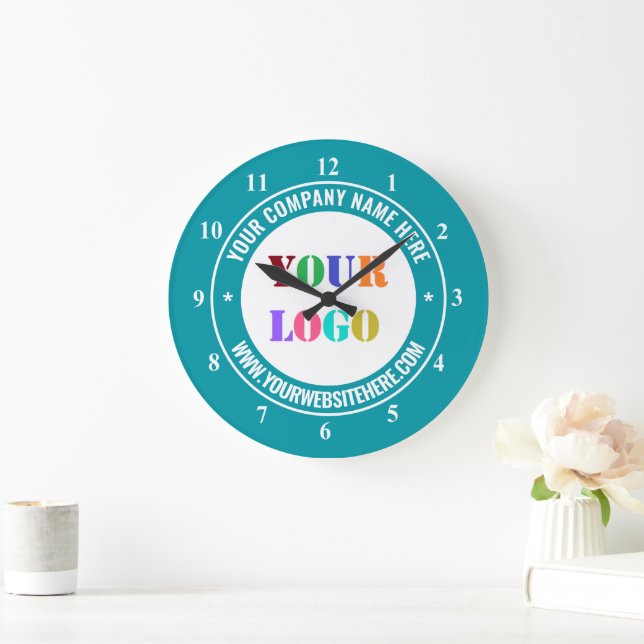 Logo de l'entreprise et horloge texte Modèle votre (Maison)