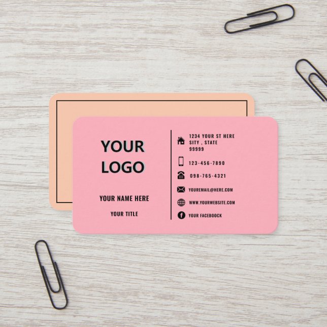 Logo de l'entreprise personnalisée Carte de visite (Devant/Arrière en situation)