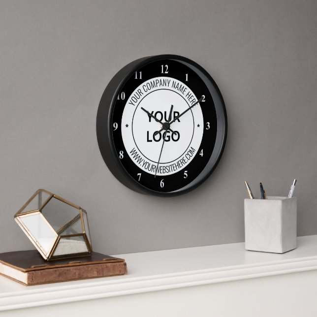 Logo de l'entreprise personnalisée Horloge texte M (Bureau)