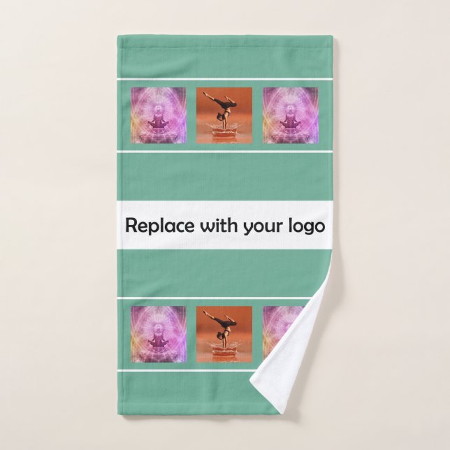 Logo de l'entreprise photo collage vert blanc (Serviette à main)