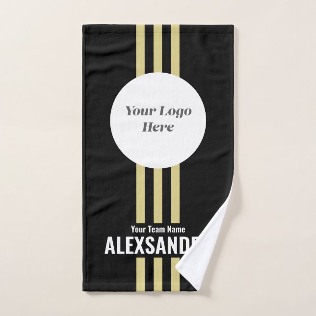 Logo de l'équipe sportive personnalisée noire, nom (Serviette à main)