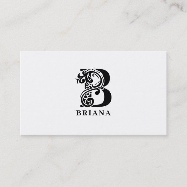 Logo de luxe B en Carte de visite noir et blanc (Devant)