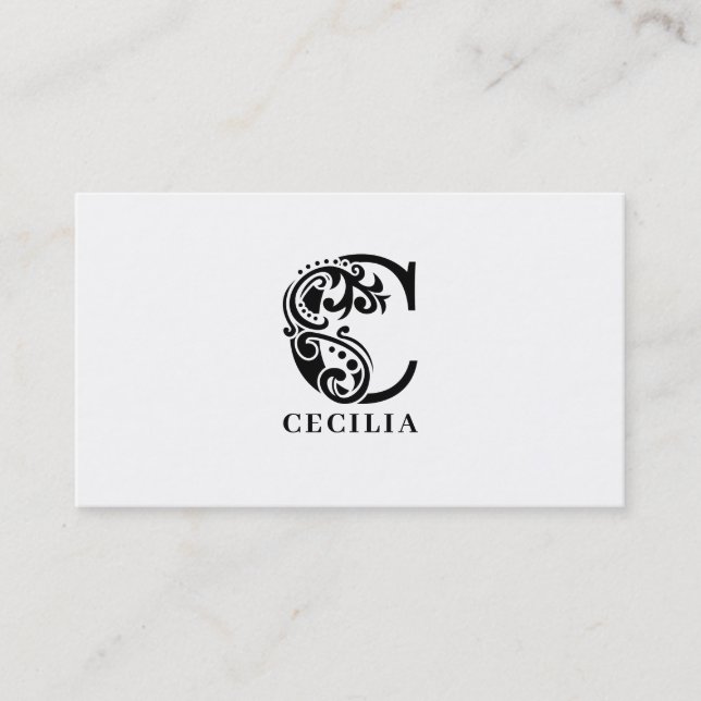 Logo de luxe C en Carte de visite noir et blanc (Devant)
