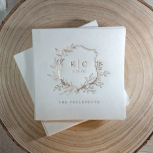 Logo de mariage élégant vintage à blason doré
