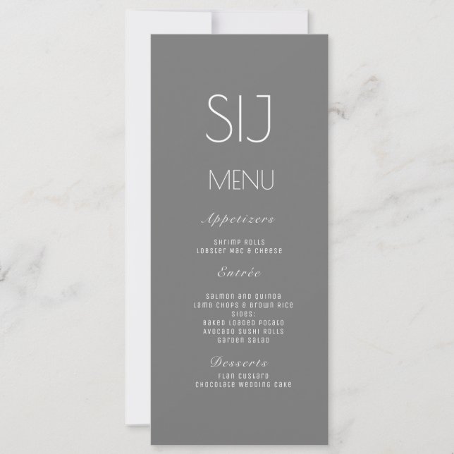 Logo de mariage gris jaune Menu de dîner simple (Devant)