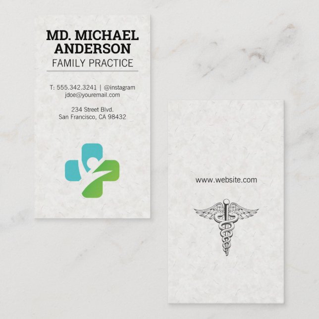 Logo de médecine | Carte de visite de symbole Médi (Devant / Derrière)