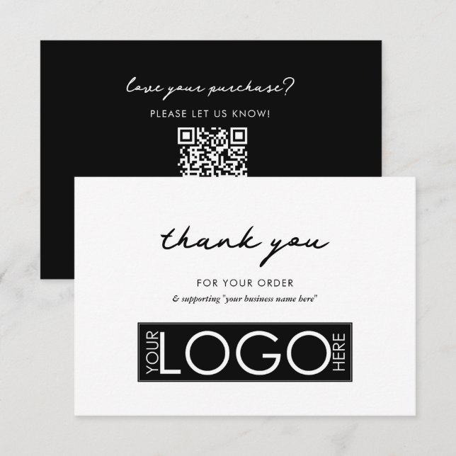 Logo de Merci d'entreprise personnalisé noir blanc (Devant / Derrière)