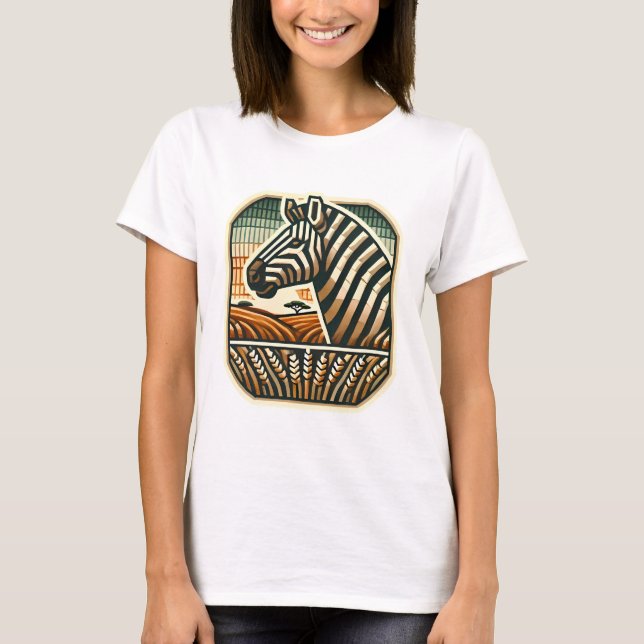 Logo de mosaïque rétro de Zebra T-Shirt (Devant)