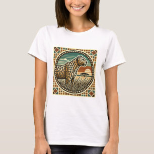 Logo de Mosaïque Rétro du T-shirt Leopard