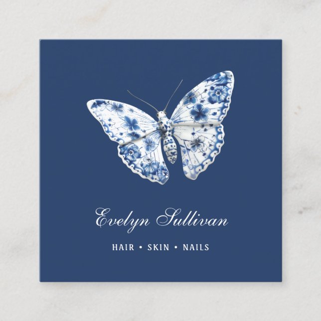 Logo de papillon en porcelaine sur carte de visite (Devant)