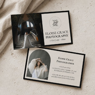 Logo de photo éditoriale sur carte de visite noire