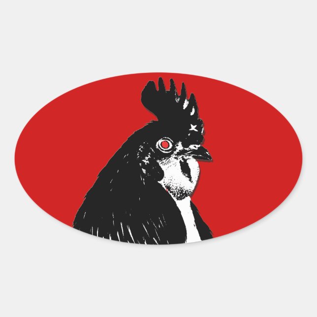 Logo de poulet en vieillissement Sticker ovale (Devant)