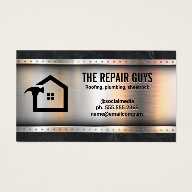 Logo de réparation de maison | Rivets métalliques  (Devant)