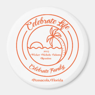 Logo de réunion orange sur aimant rond