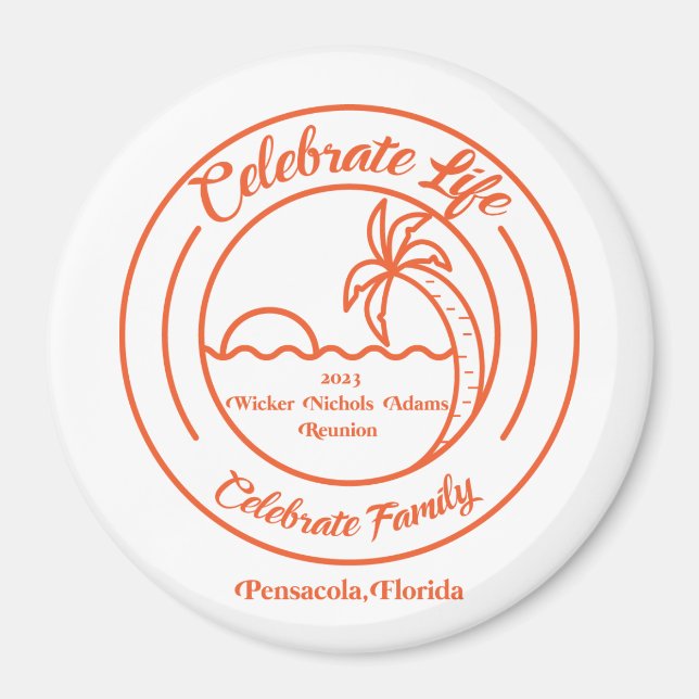 Logo de réunion orange sur aimant rond (Devant)