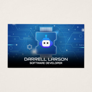 Logo de robot Carte de circuit bleu