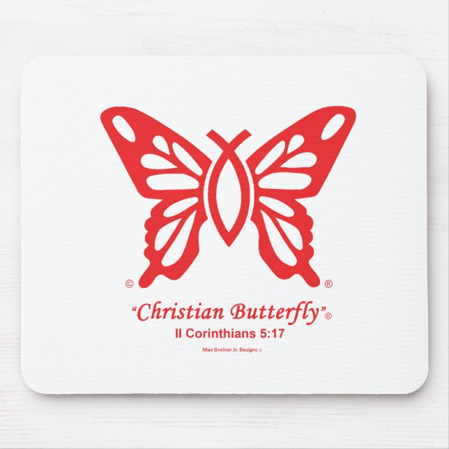 Logo de rouge de tapis de souris "de papillon (Devant)