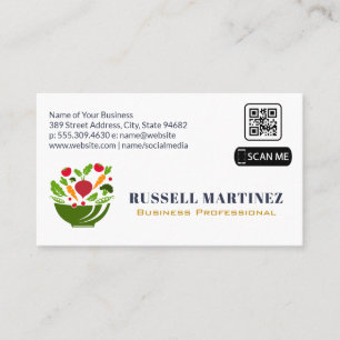 Logo de salade Bowl Carte de visite de code QR