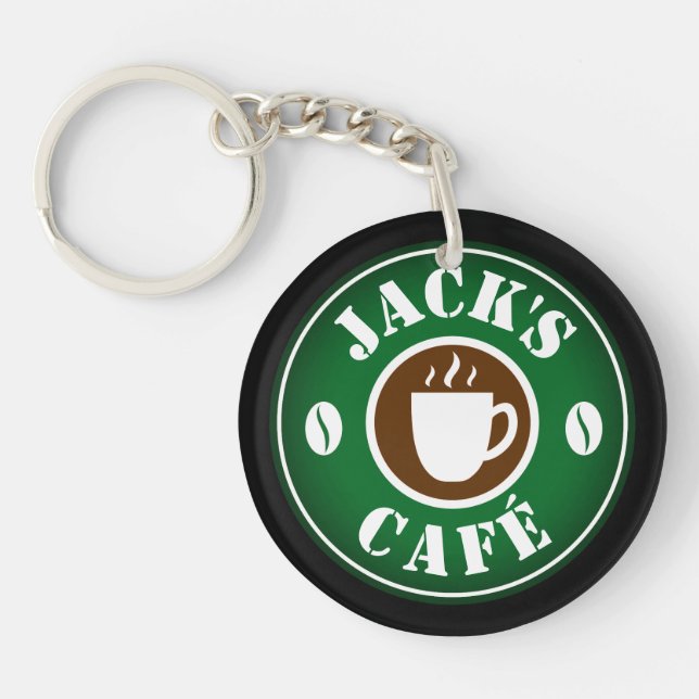 Logo de tasse de café et de fèves de java sur mesu (Devant)