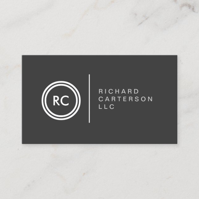 LOGO DE VOS INITIALES sur DK GRAY no 2 Carte de vi (Devant)