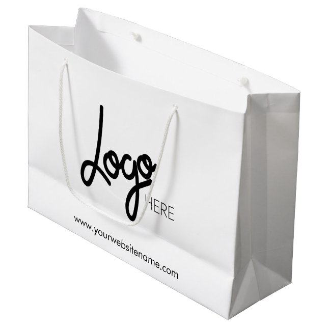 Logo d'entreprise Blanc Grand sac cadeau (Devant Angle)