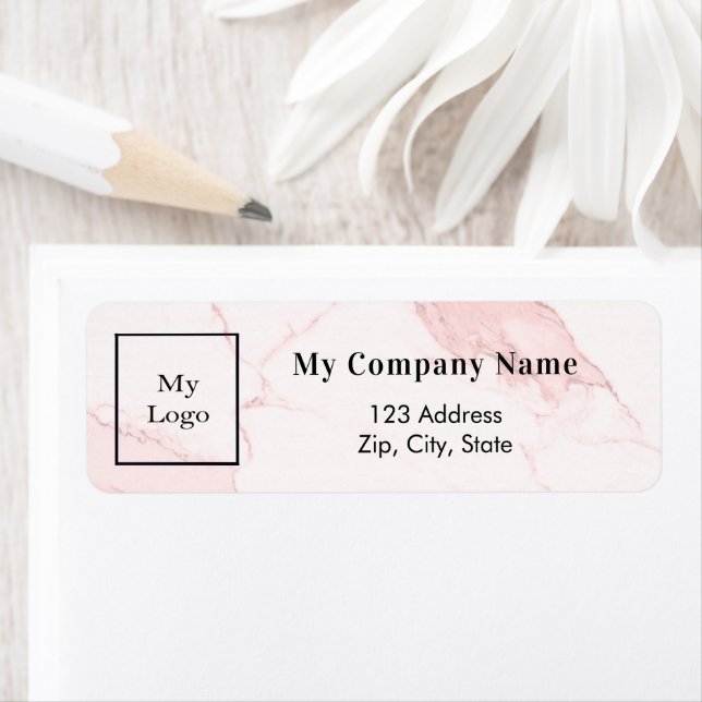Logo d'entreprise en marbre rose vif adresse de re (En situation)