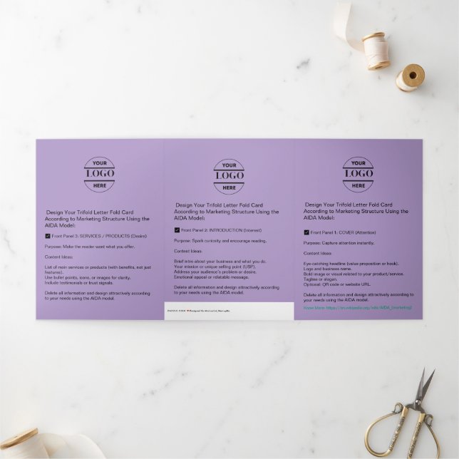 Logo d'entreprise et texte Brochure moderne triplé (Extérieur)